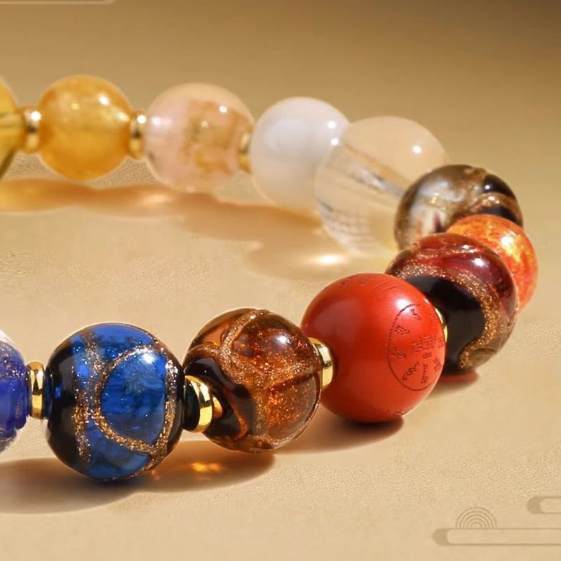 Nimara Ritual Tibetan Colorful Incense Ash Liuli Glass Bead Om Mani Padme Hum Dorje Vajra 18 Beads Wrist Mala