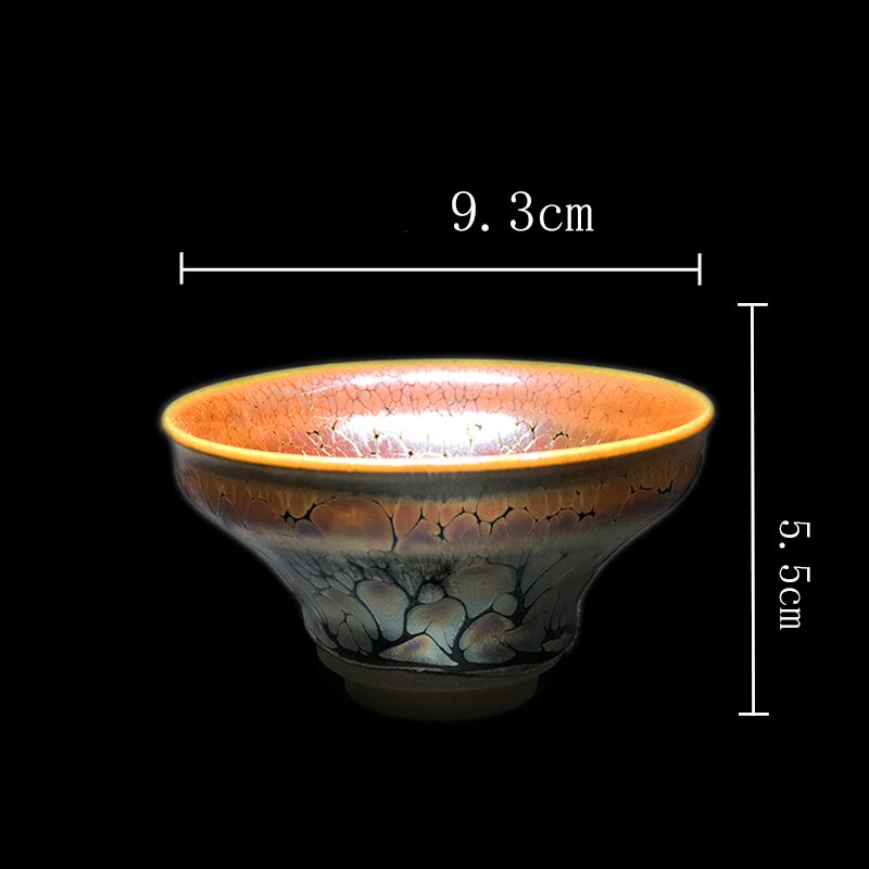 Nimara Ritual Gold Spot Pattern Chinese Jianzhan Ceramic Teacup Kung Fu Tea Cup Bowl With Gift Box
