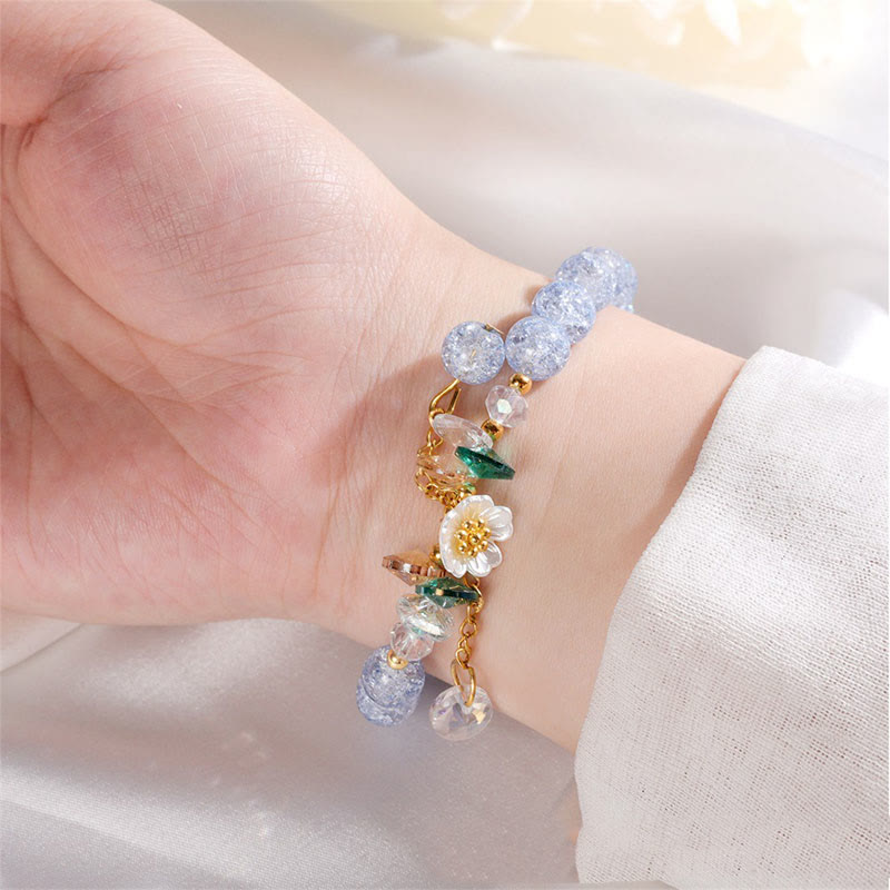 Nimara Ritual Simple Design Flower Charm Glass Bead Bracelet
