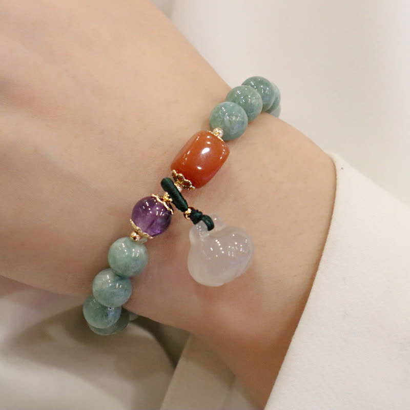 Nimara Ritual Cyan Jade Lotus Pumpkin Wish Peace Buckle Amethyst Crystal Healing Bracelet