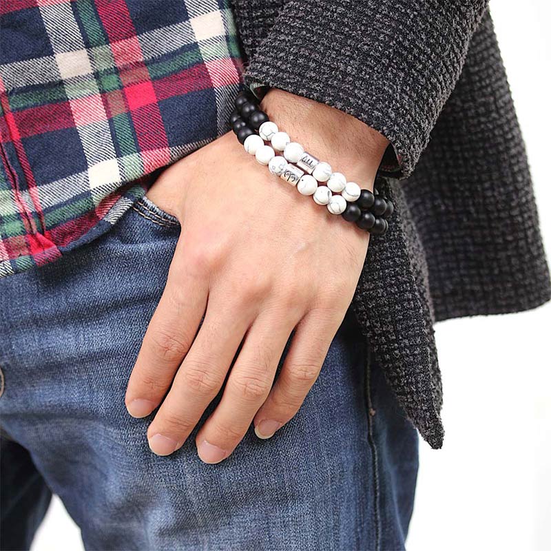 Nimara Ritual 12 Constellations of the Zodiac Natural Frosted Stone White Turquoise Bead Fortune Bracelet