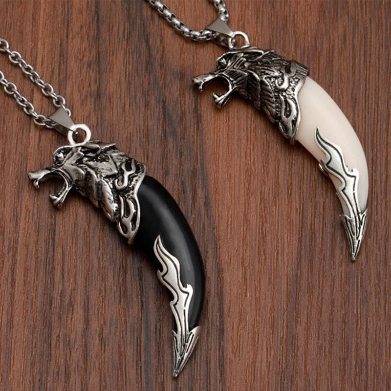 Nimara Ritual Imitation Wolf Tooth Titanium Steel Balance Necklace Pendant