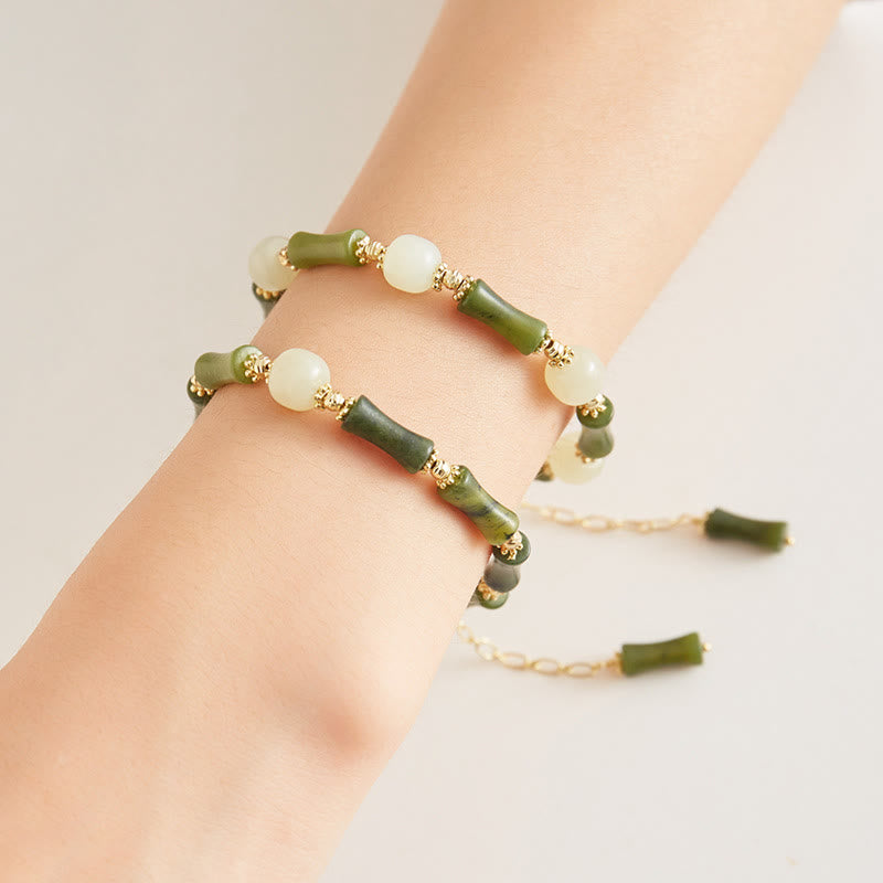 Nimara Ritual Glass Bead Bamboo Luck Strength Chain Bracelet