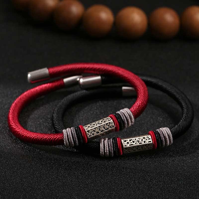 Nimara Ritual 925 Sterling Silver Om Mani Padme Hum Peace Red String Bracelet
