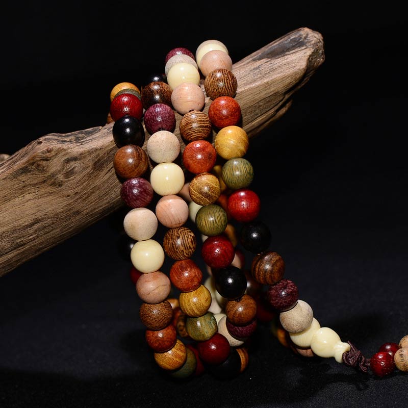 Nimara Ritual 108 Beads Wenge Wood Mala Blessing Meditation Bracelet