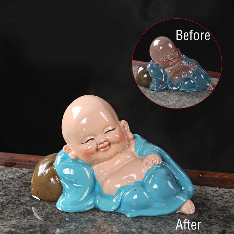 Nimara Ritual Color Changing Laughing Buddha Resin Tea Pet Wealth Home Figurine Decoration