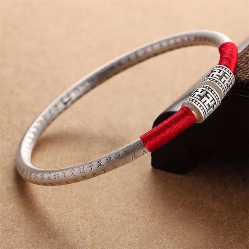 Nimara Ritual Tibet Om Mani Padme Hum Luck Red String Bracelet Bangle