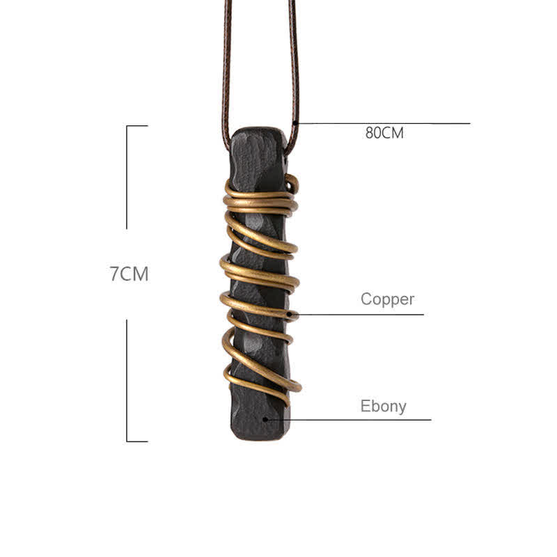 Nimara Ritual Tibet Ebony Wood Brass Balance Peace Necklace Pendant