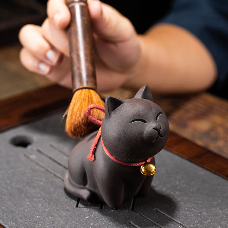 Nimara Ritual Mini Lovely Cat Tea Pet Purple Clay Figurine Desk Decoration