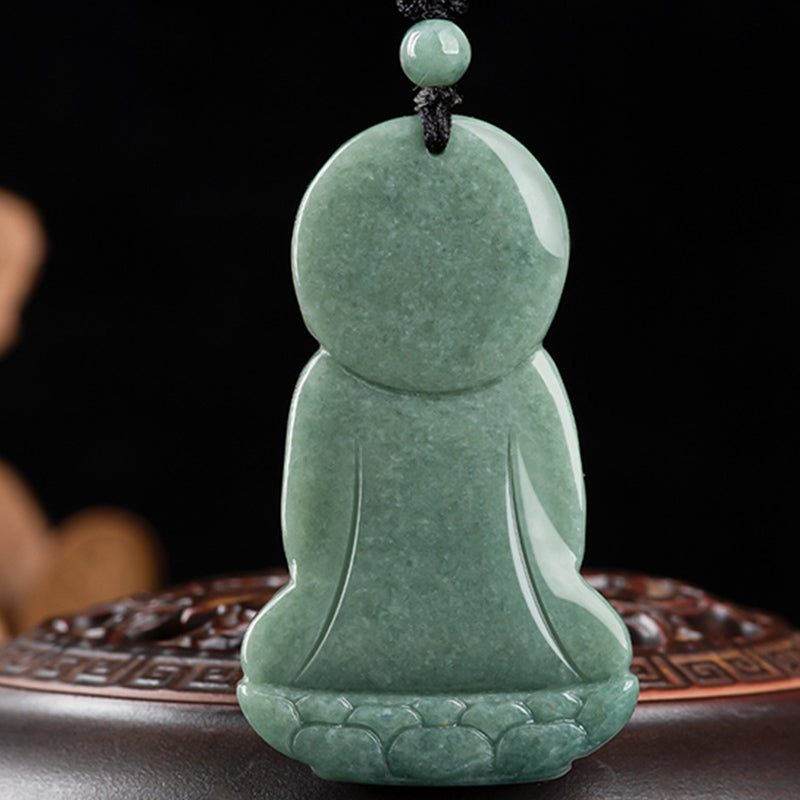 Nimara Ritual Amitabha Buddha Jade Amulet Compassion String Necklace