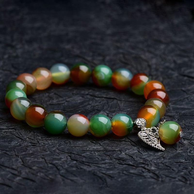 Nimara Ritual Tibetan Natural Green Agate Healing Bracelet