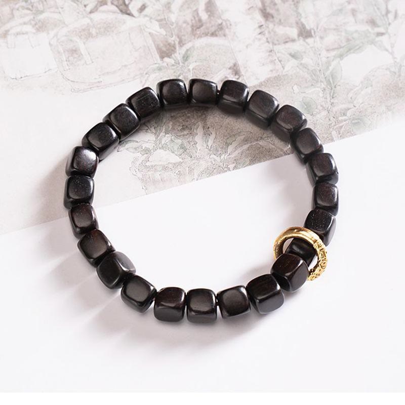 Nimara Ritual Tibetan Ebony Wood Dzi Bead Balance Calm Bracelet