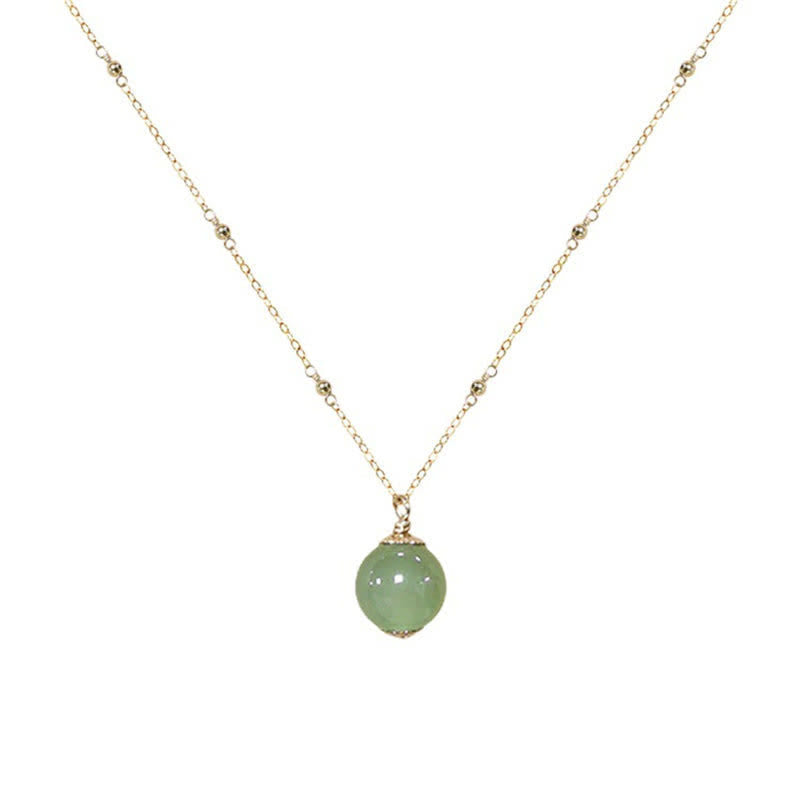 Nimara Ritual 14k Gold Plated Hetian Jade Luck Beaded Necklace Pendant