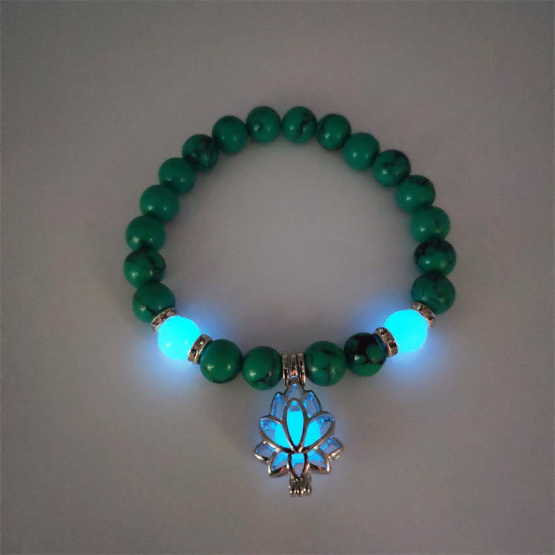 Nimara Ritual Tibetan Turquoise Glowstone Luminous Bead Lotus Protection Bracelet