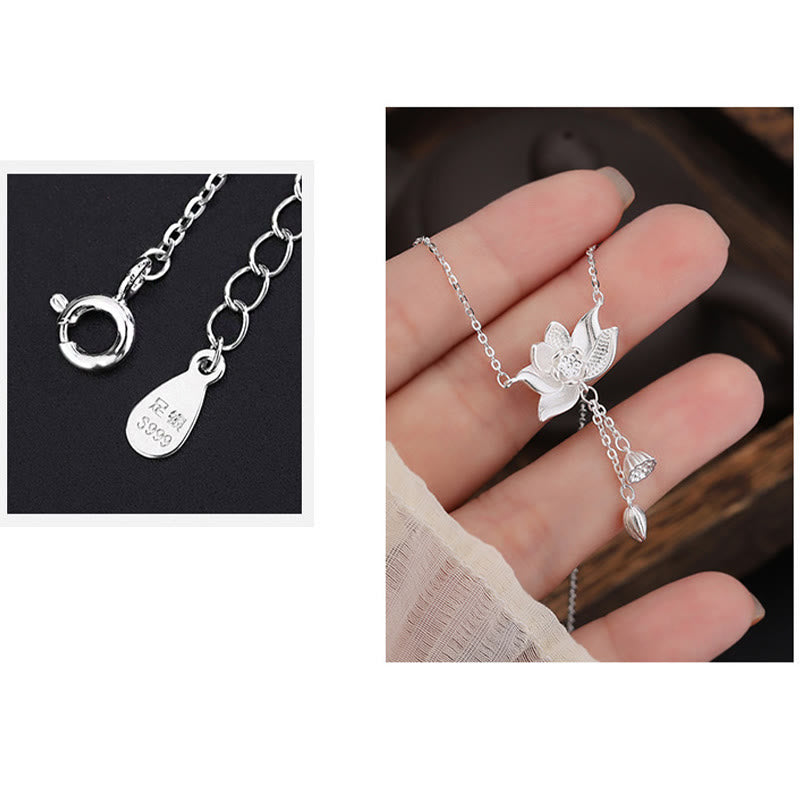 Nimara Ritual 999 Sterling Silver Lotus Flower Pod Carved Enlightenment Necklace Pendant