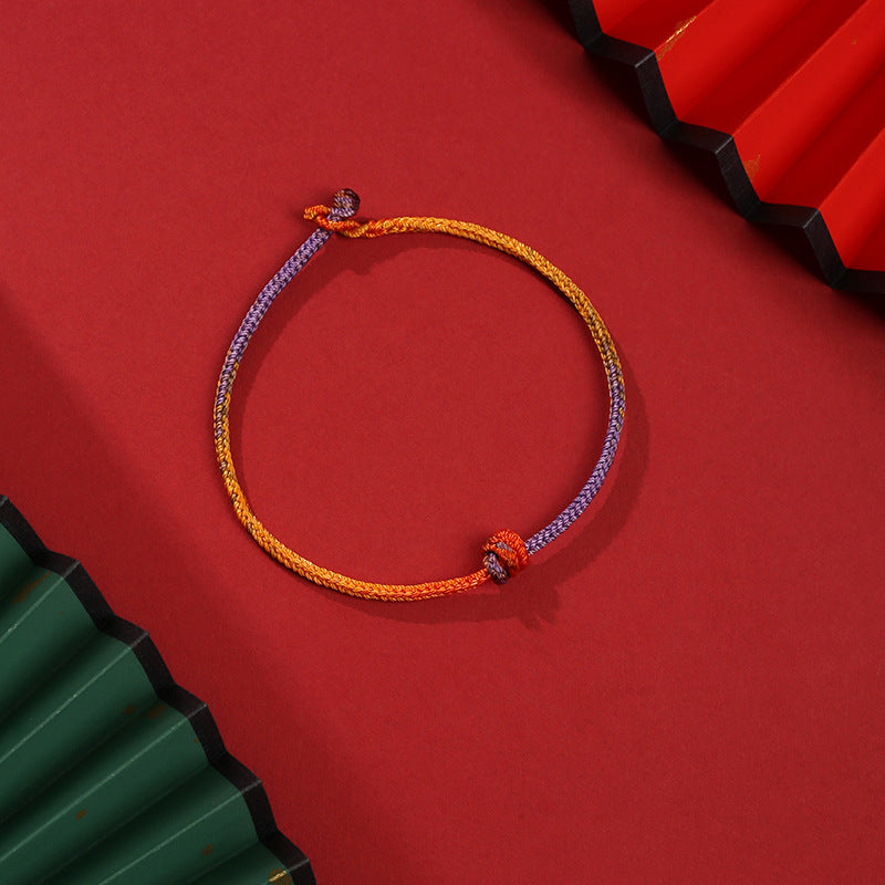 Nimara Ritual Handcrafted Colorful Purple Gold Red Braid Rope Bracelet