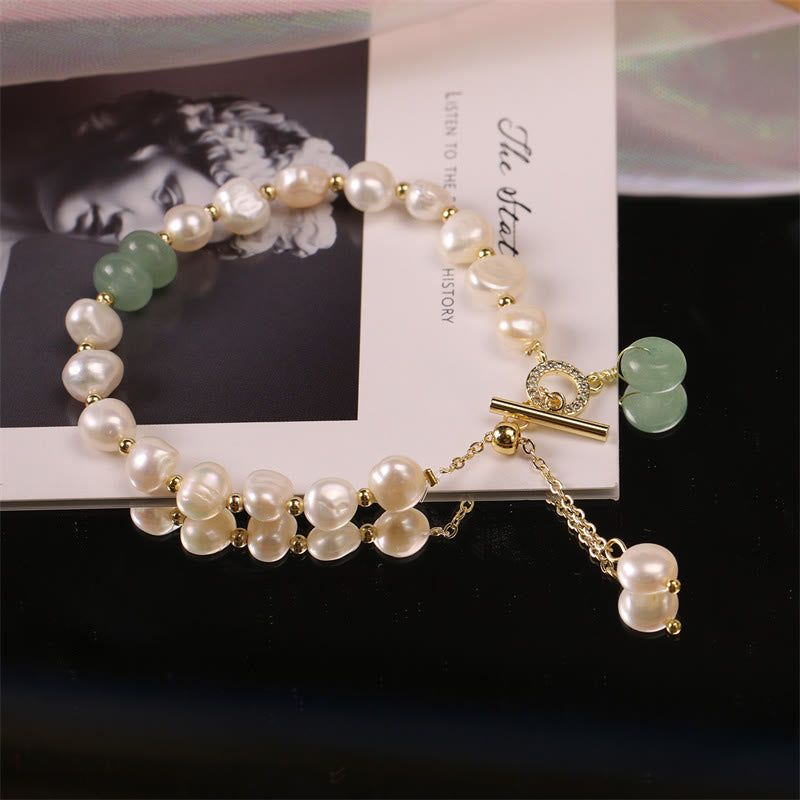 Nimara Ritual Pearl Green Strawberry Quartz Bead Healing Chain Bracelet