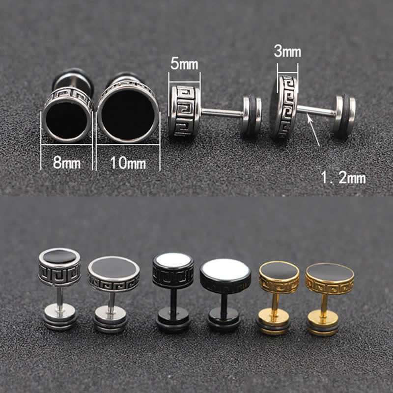 Nimara Ritual Cool Men Titanium Steel Balance Round Stud Earrings