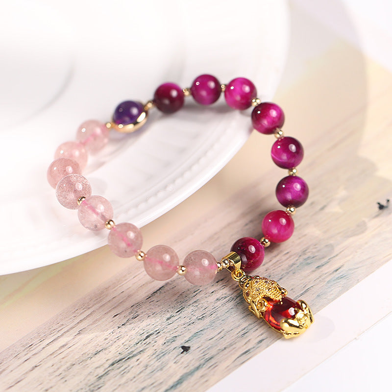 Nimara Ritual Natural Strawberry Quartz Pixiu Love Bracelet