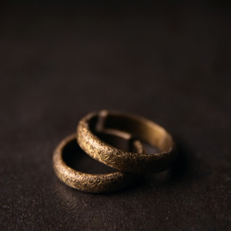 Nimara Ritual Tibetan Vintage Texture Design Copper Luck Couple Ring