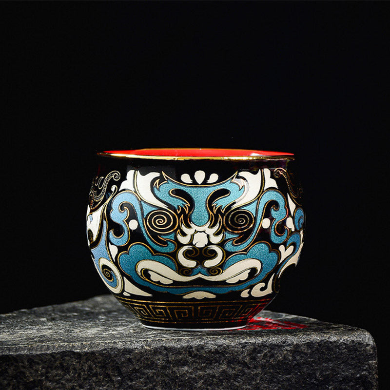 Nimara Ritual Peking Opera Mask Pattern Ceramic Gaiwan Sancai Teacup Kung Fu Tea Cup And Saucer With Lid Teapot