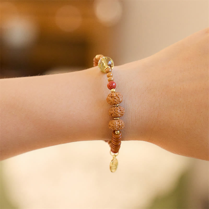 Nimara Ritual Tibetan Bodhi Seed Black Onyx Smoky Quartz Om Mani Padme Hum Fu Character Wealth Bracelet