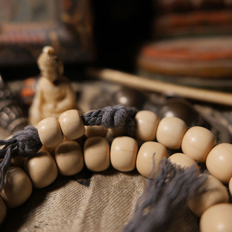 Nimara Ritual 108 Mala Beads Abelia Biflora Wood Warding Off Evil Spirits Wrist Mala