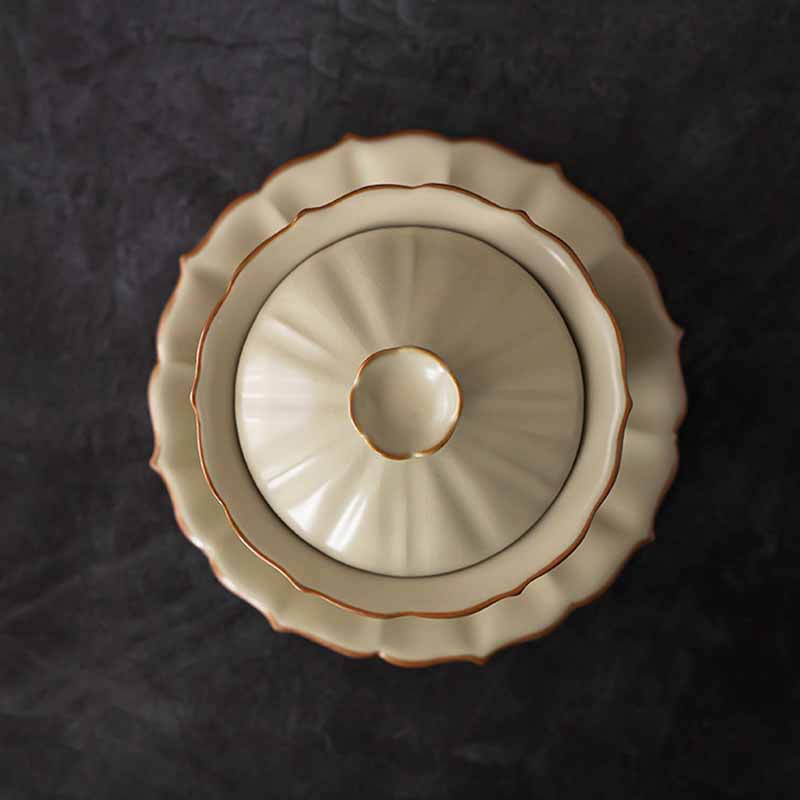 Nimara Ritual Beige Plum Blossom Shape Peach Branch Ceramic Gaiwan Sancai Teacup Kung Fu Tea Cup With Lid
