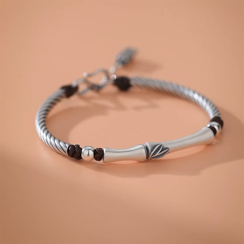 Nimara Ritual 999 Sterling Silver Bamboo Pattern Cicada Luck Wealth Bracelet