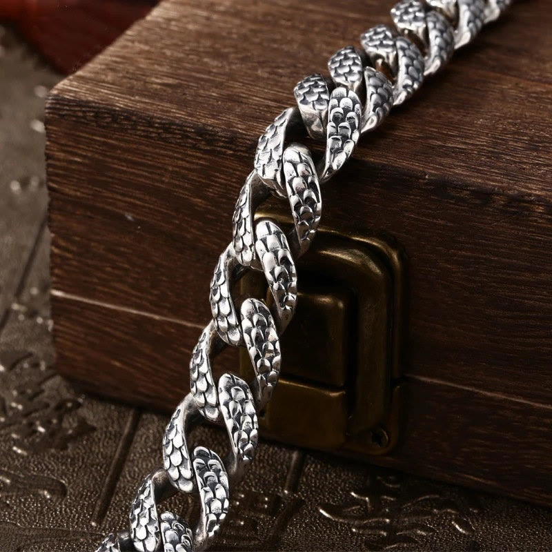 Nimara Ritual Retro Dragon Scale Pattern Engraved Protection Bracelet