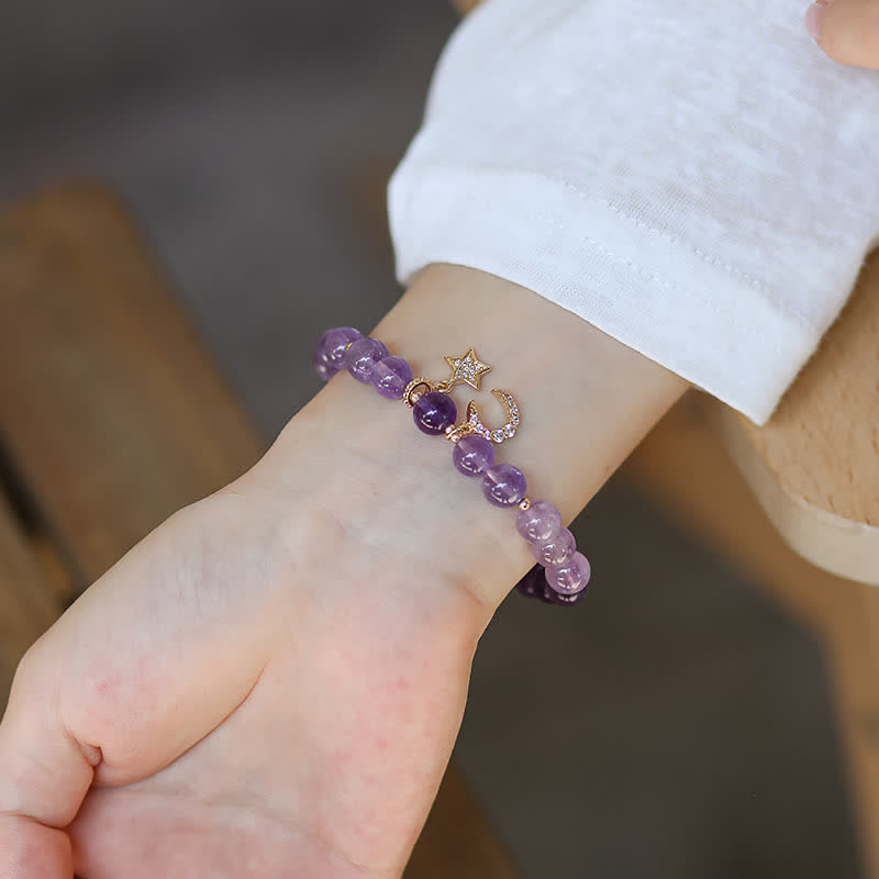 Nimara Ritual Amethyst Crystal Moon Star Healing Bracelet