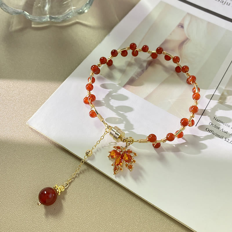 Nimara Ritual Red Maple Leaf Luck Charm Bracelet