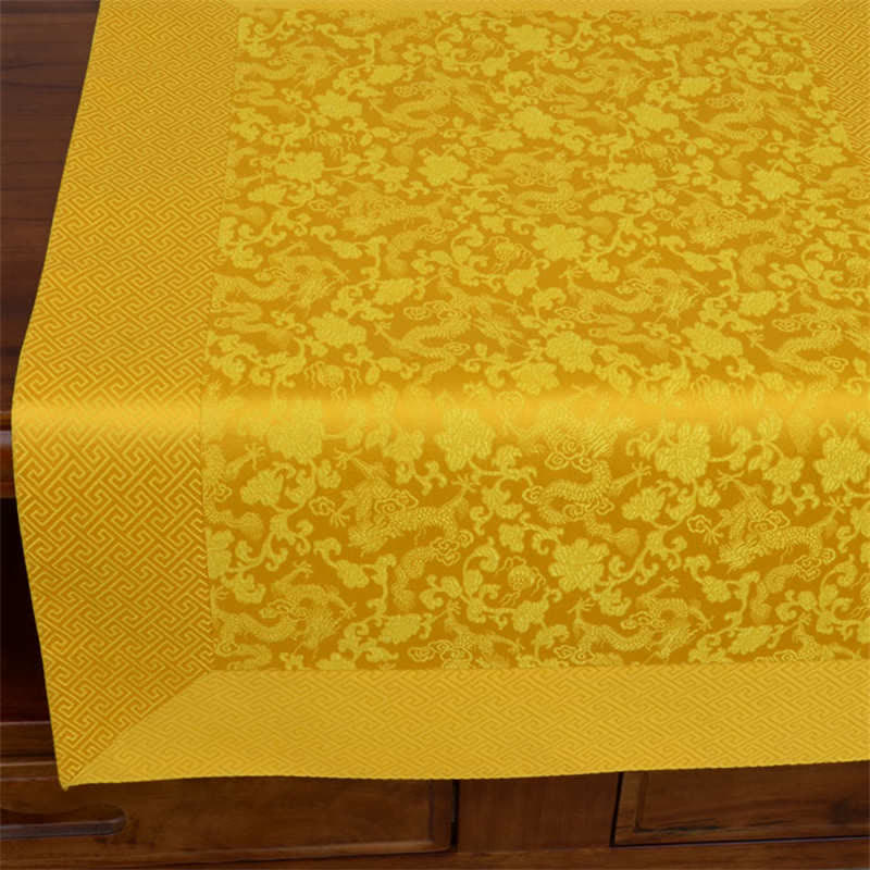 Nimara RitualPrayer Altar Flower Dragon Pattern Tibetan Auspicious Symbols Jacquard Mat