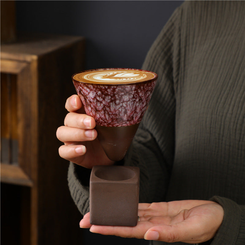 Nimara Ritual Retro Kiln Change Ceramic Coffee Mug Tea Latte Espresso Coffee Cup With Base 200ml