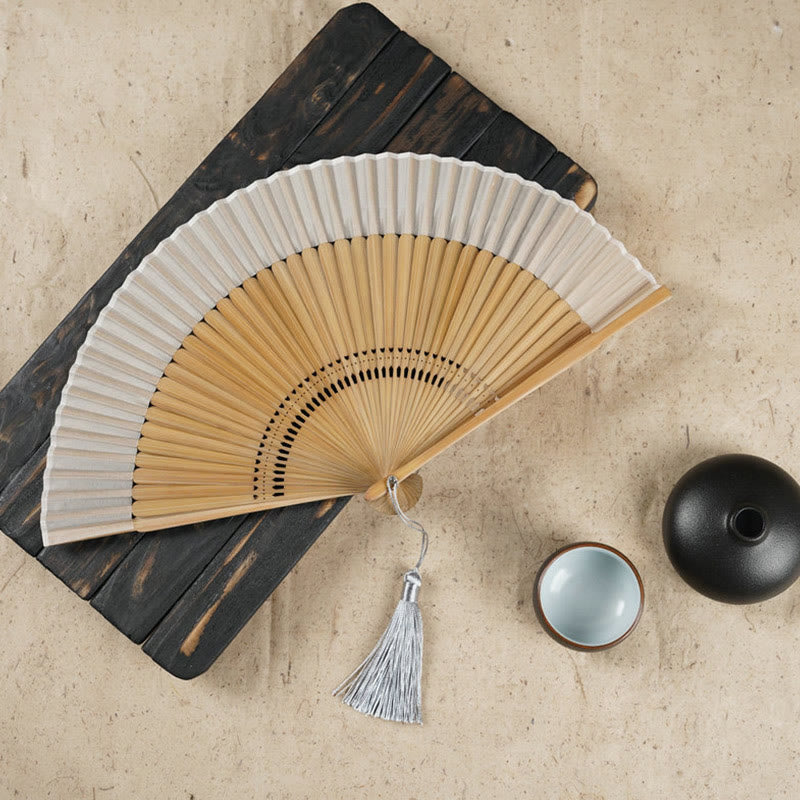Nimara Ritual Simple Cherry Flower Hollow Engraved Handheld Bamboo Folding Fan