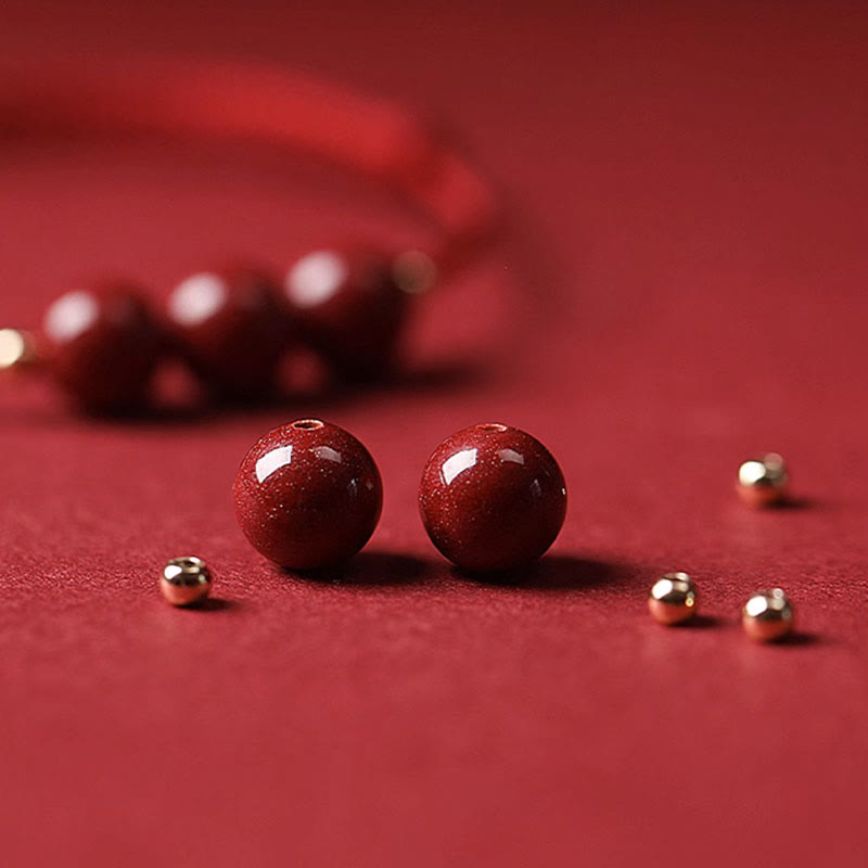 Nimara Ritual Natural Lucky Cinnabar Bead Blessing String Bracelet Anklet