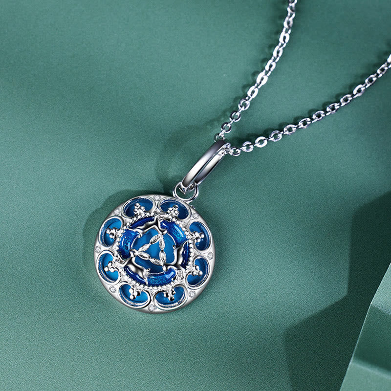 Nimara Ritual 925 Sterling Silver Round Turquoise Three Rabbits Balance Necklace Pendant