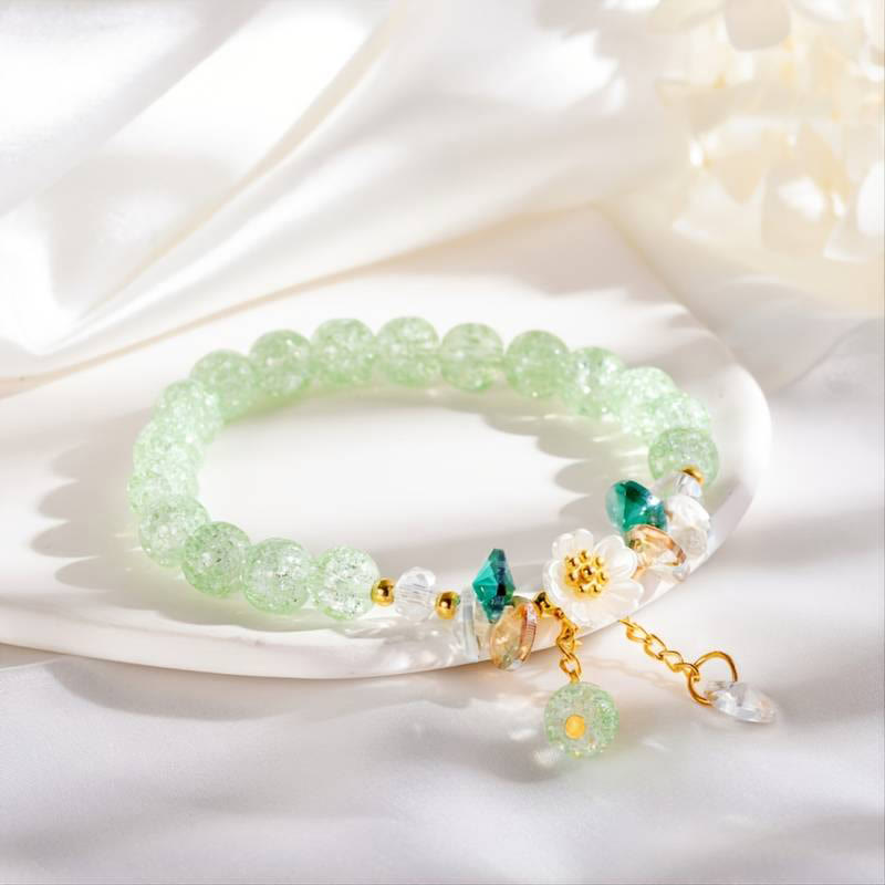 Nimara Ritual Simple Design Flower Charm Glass Bead Bracelet
