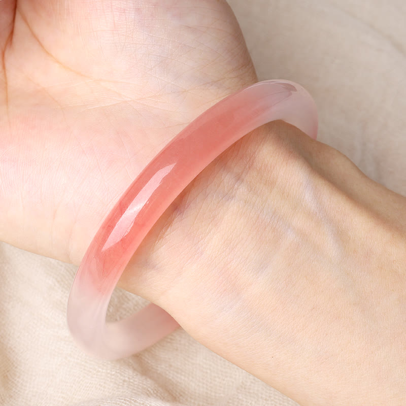 Nimara Ritual Pink Golden Silk Jade Wealth Bracelet Bangle