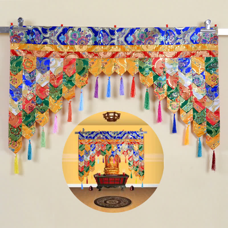 Nimara Ritual Tibetan Five Colors Hanging Curtain Prayer Altar Healing Meditation Curtain