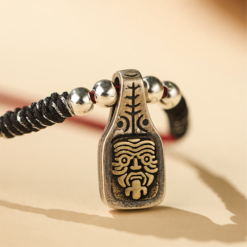 Nimara Ritual Tibetan 925 Sterling Silver Zakiram Goddess of Wealth Protection Rope Necklace Pendant