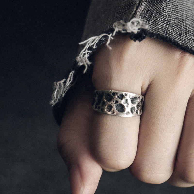 Nimara Ritual 925 Sterling Silver Bump Texture Design Protection Ring