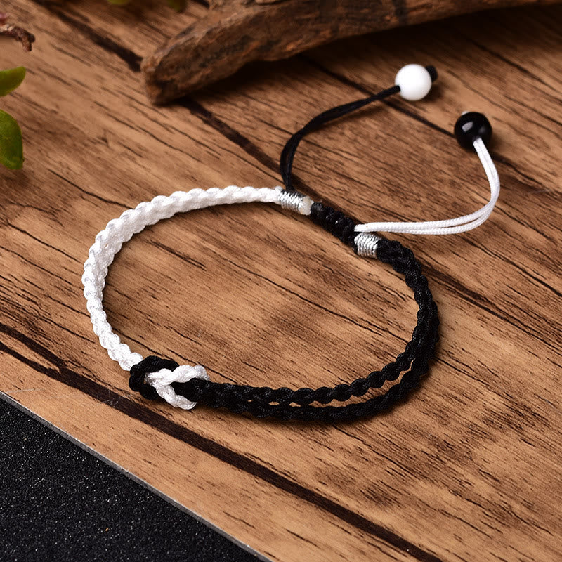 Nimara Ritual Handmade Black White Rope Braided Healing Bracelet