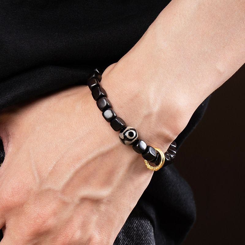 Nimara Ritual Tibetan Ebony Wood Dzi Bead Balance Calm Bracelet