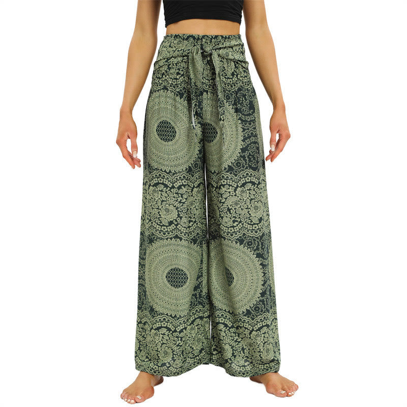 Nimara Ritual Boho Lace-up Wide Leg Pants Women's Yoga Pants