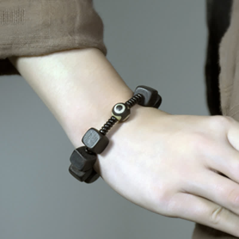 Nimara Ritual Tibetan Ebony Wood Dzi Bead Strength Bracelet