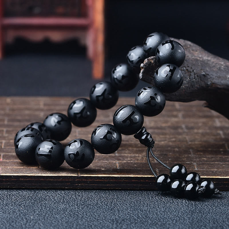 Nimara Ritual Tibet White Crystal Black Onyx Om Mani Padme Hum Meditation Bracelet