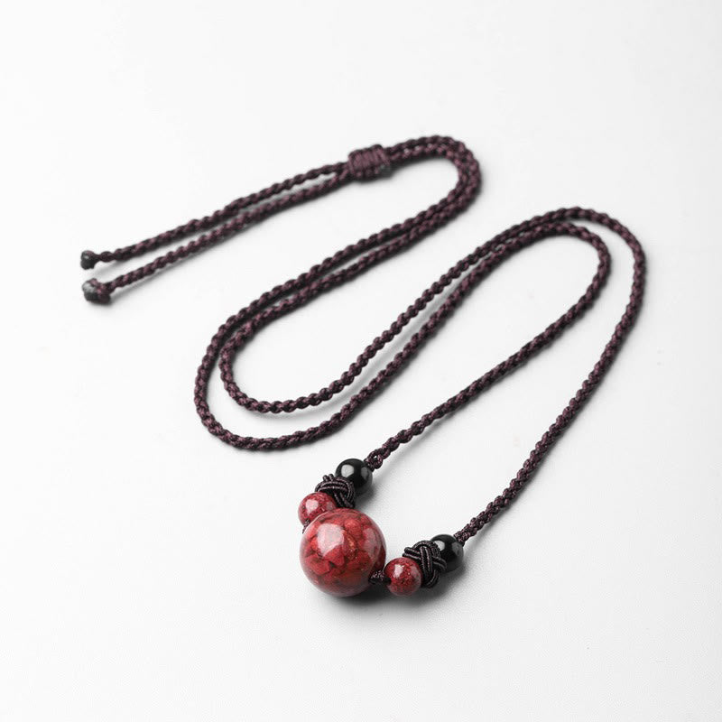 Nimara Ritual Natural Cinnabar Stones Bead Blessing Necklace Pendant