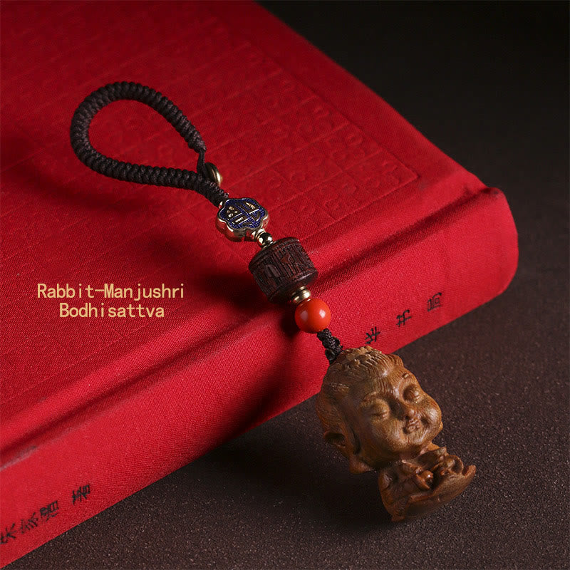 Nimara Ritual Chinese Zodiac Natal Buddha Green Sandalwood Om Mani Padme Hum Peace Key Chain