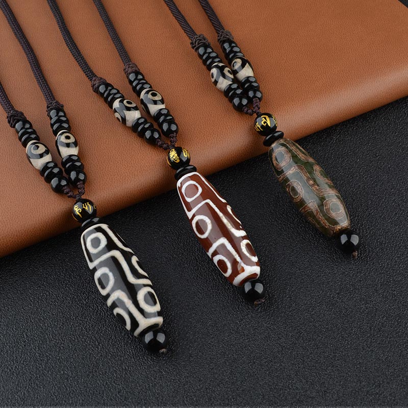 Nimara Ritual Nine-Eye Dzi Bead Wealth Protection Necklace